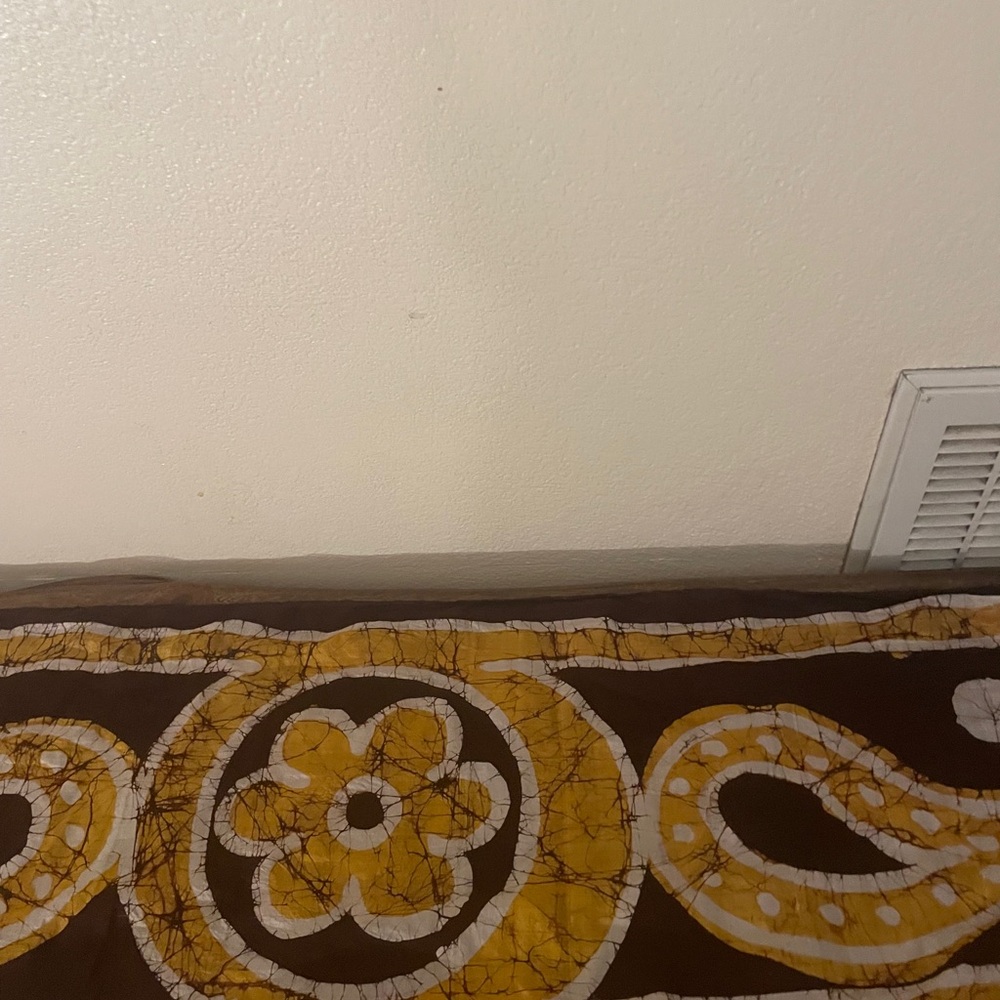 Handprint Made in India Batik Scarf – Brown & Mustard – 68” x 15.5” - Picture 7 of 12